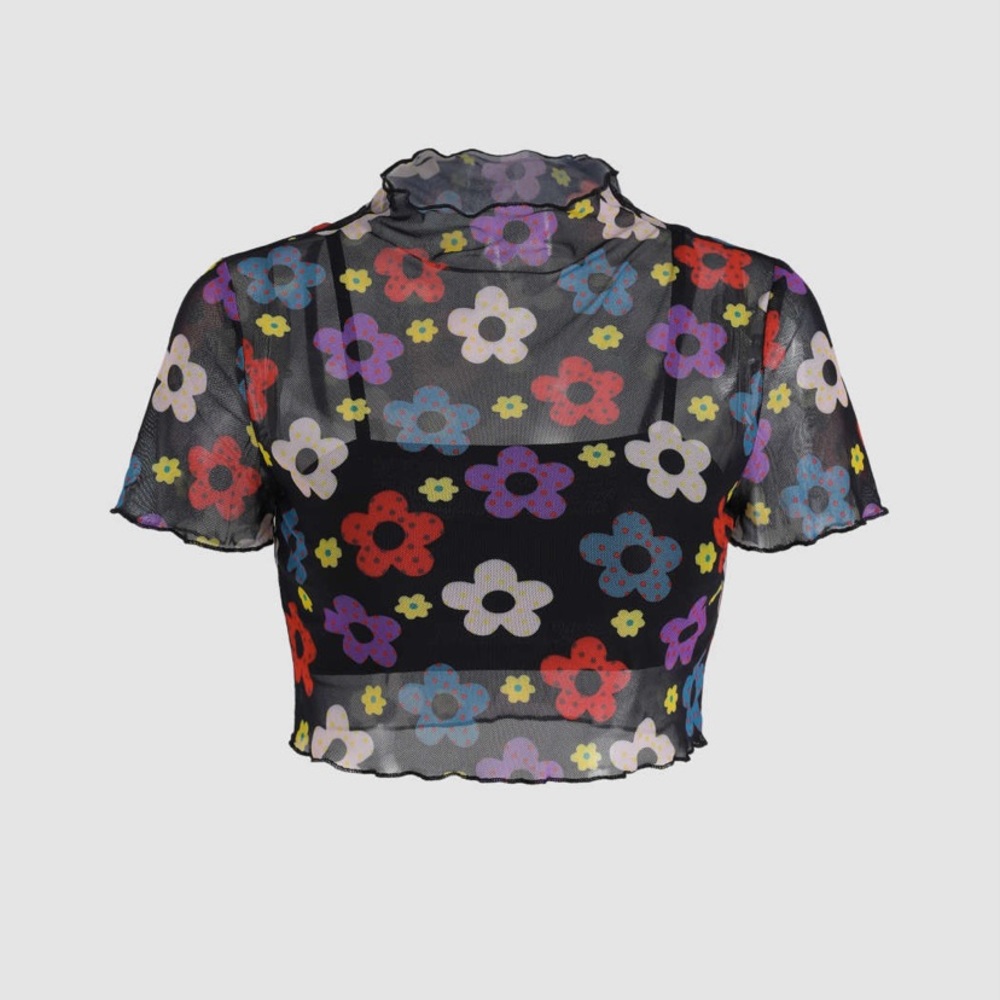 Floral Mesh Crop Top